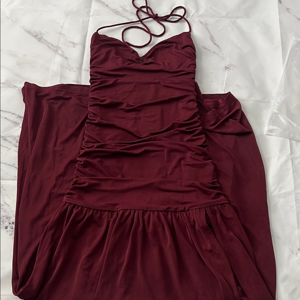 NWT White Fox Boutique Sweet Skies Burgundy Halter Maxi Dress -M but fits like S - Picture 12 of 13